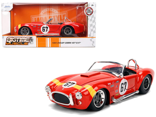 1965 Shelby Cobra 427 S/C #67 Red with Yellow Stripe "Bigtime Muscle" Series 1/24 Diecast Model Car by Jada LuxuryLifeWay Online Store