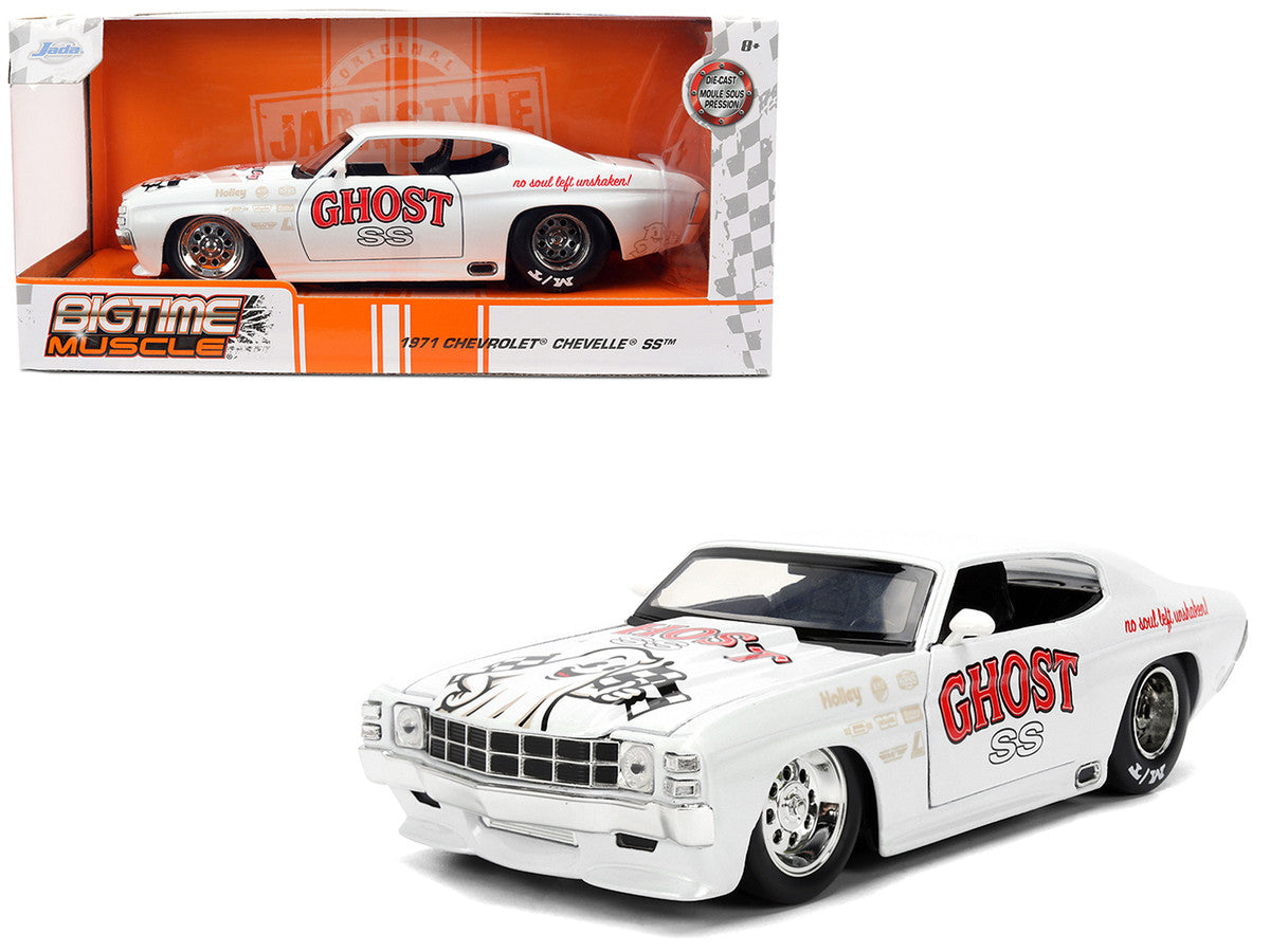 1971 Chevrolet Chevelle SS "Ghost SS" White with Graphics "Bigtime Muscle" Series 1/24 Diecast Model Car by Jada LuxuryLifeWay Online Store