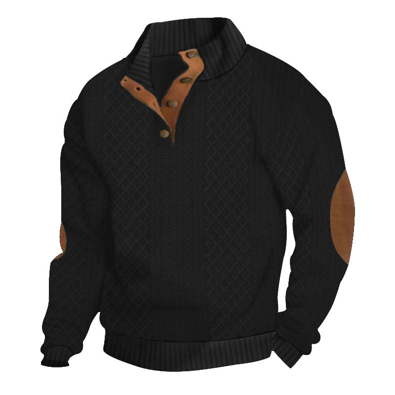 Stand Collar Long Sleeve Jacquard Knitted Pullover Sweater LadyShow.Store