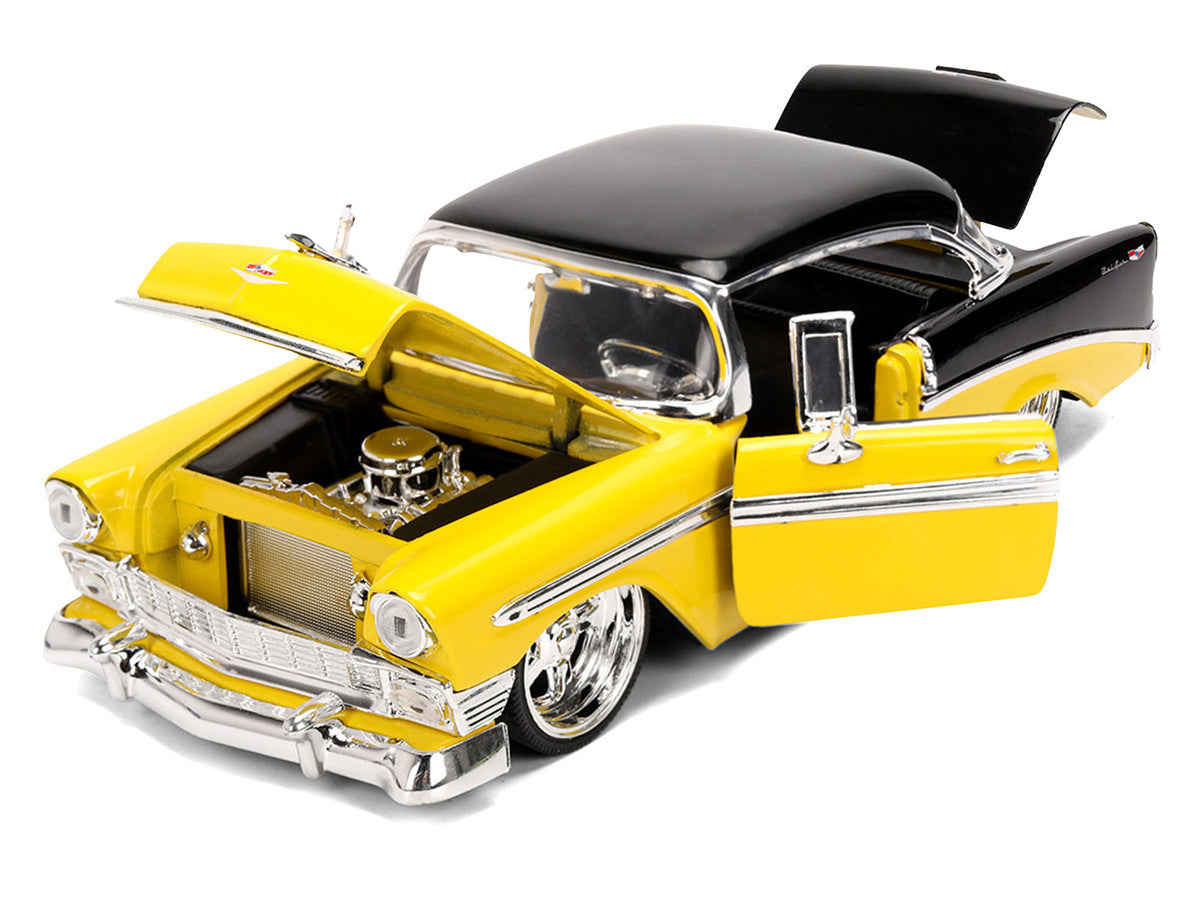 1956 Chevrolet Bel Air Yellow and Black "Bigtime Muscle" Series 1/24 Diecast Model Car by Jada LuxuryLifeWay Online Store