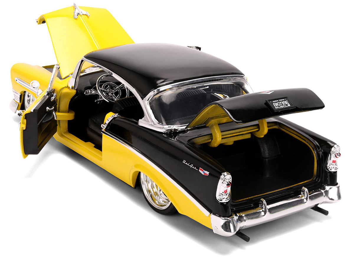 1956 Chevrolet Bel Air Yellow and Black "Bigtime Muscle" Series 1/24 Diecast Model Car by Jada LuxuryLifeWay Online Store