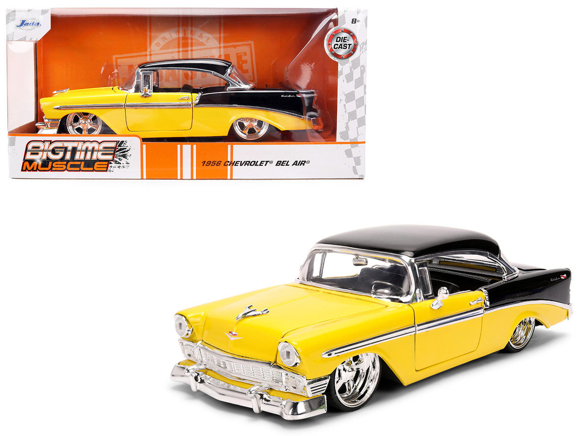 1956 Chevrolet Bel Air Yellow and Black "Bigtime Muscle" Series 1/24 Diecast Model Car by Jada LuxuryLifeWay Online Store