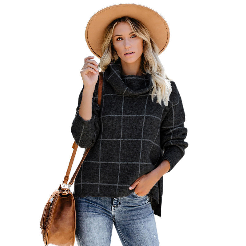 Plaid Street Knit Sweater NorixaFashion.com