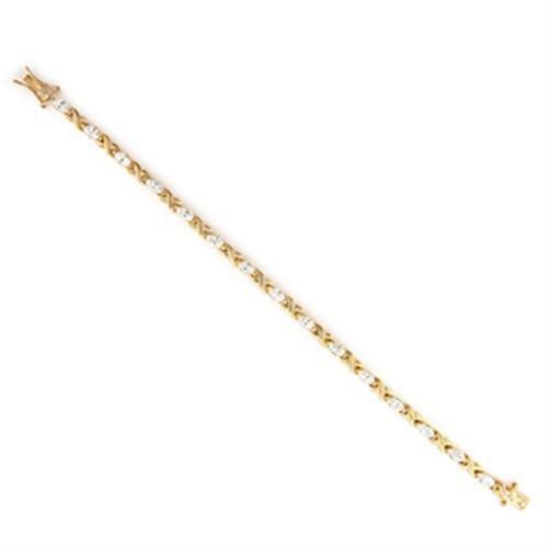 36713 - Gold Brass Bracelet with AAA Grade CZ  in Clear LuxuryLifeWay Online Store