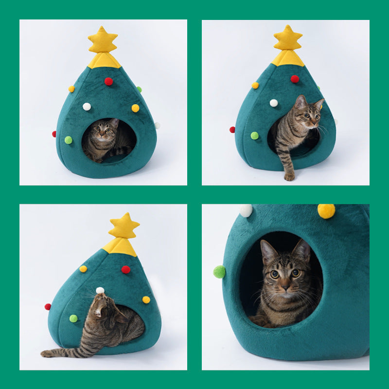Christmas Tree Pet Bed Winter Warm Pet Nest Cat House Dog pet supplies Pets Fashion