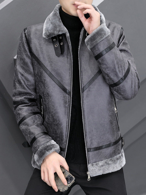Fashion Casual Simple Thick Fur Collar Men's Clothing Best YouTube Store