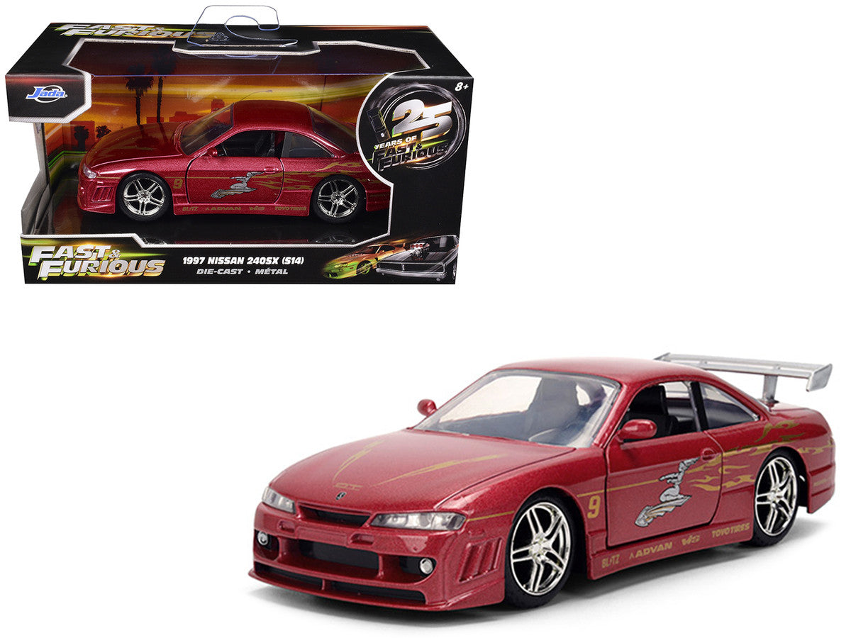 1997 Nissan 240SX (S14) Light Red Metallic with Graphics "The Fast and the Furious" (2001) Movie "25 Years of Fast & Furious" Series 1/32 Diecast Car Model by Jada LuxuryLifeWay Online Store
