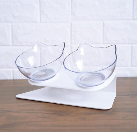 New Inclined Food Cat Ear Oblique Mouth Transparent Single Pet Bowl Pets Fashion