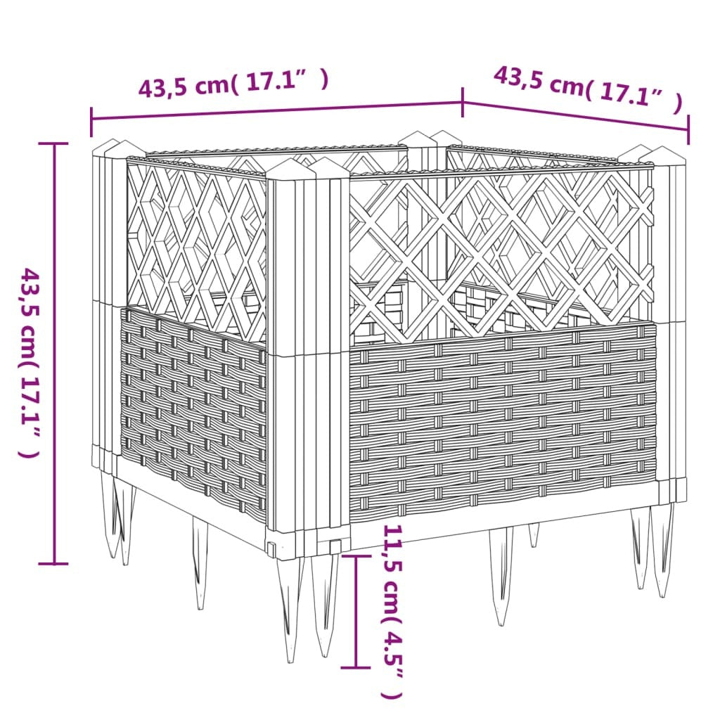 Garden Planter with Pegs Blue Gray 17.1"x17.1"x17.1" PP LuxuryLifeWay Online Store
