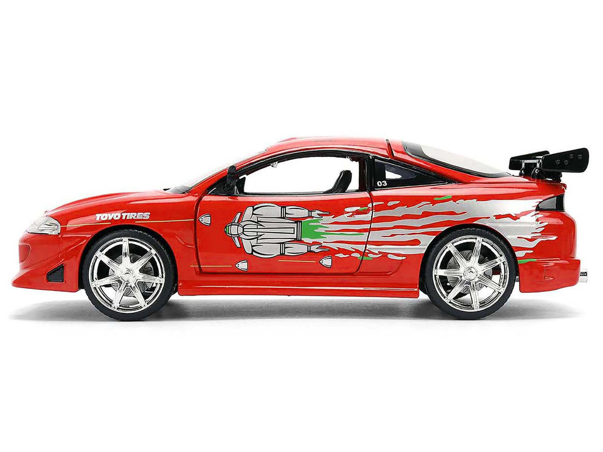 Brian's Mitsubishi Eclipse Red with Graphics Remix "The Fast and The Furious" (2001) Movie "Fast & Furious" Series 1/24 Diecast Model Car by Jada LuxuryLifeWay Online Store