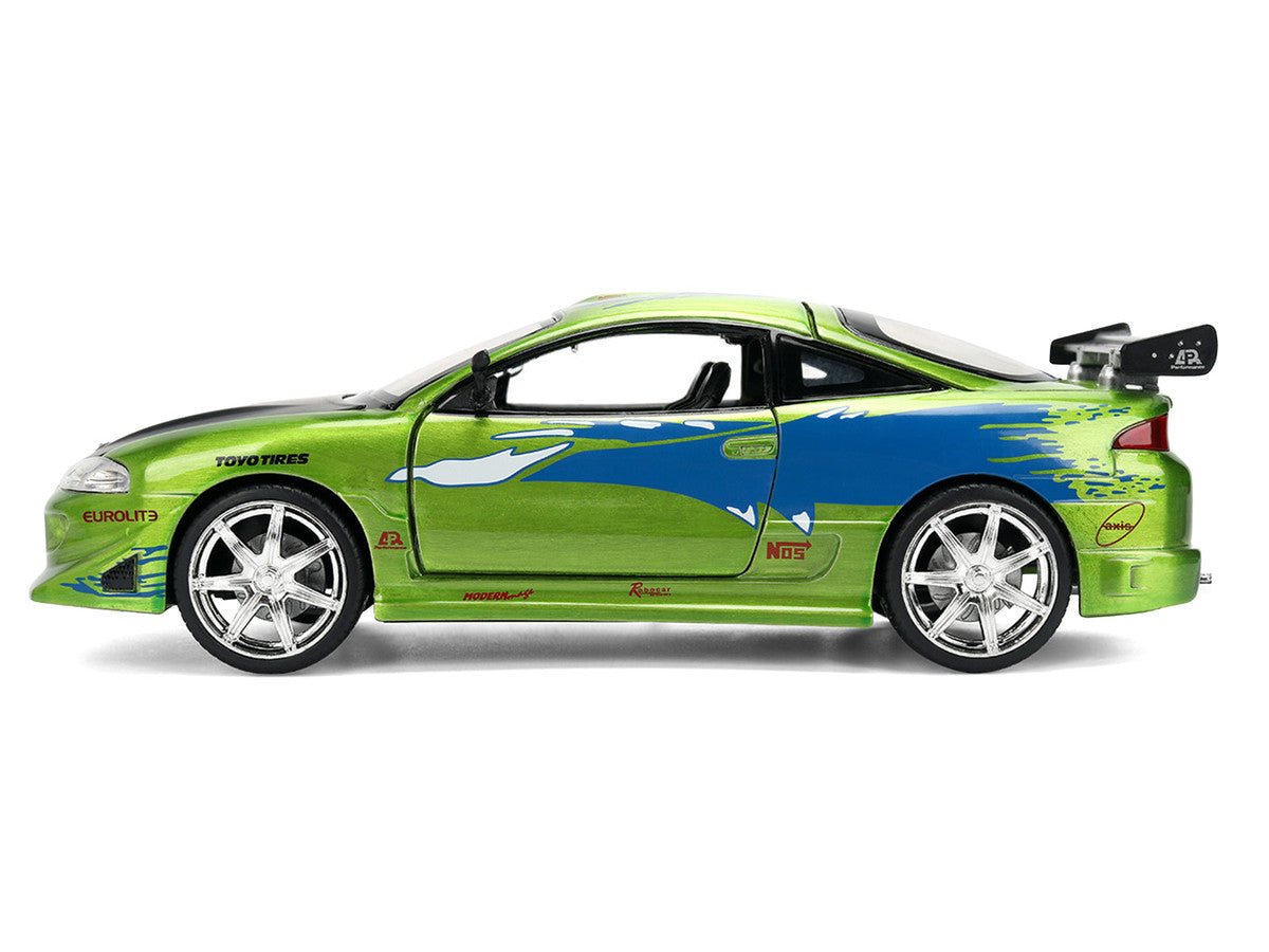 Brian's Mitsubishi Eclipse Green Brush Finish "The Fast and the Furious" (2001) Movie 25 Years of Fast & Furious Anniversary 1/24 Diecast Model Car by Jada LuxuryLifeWay Online Store