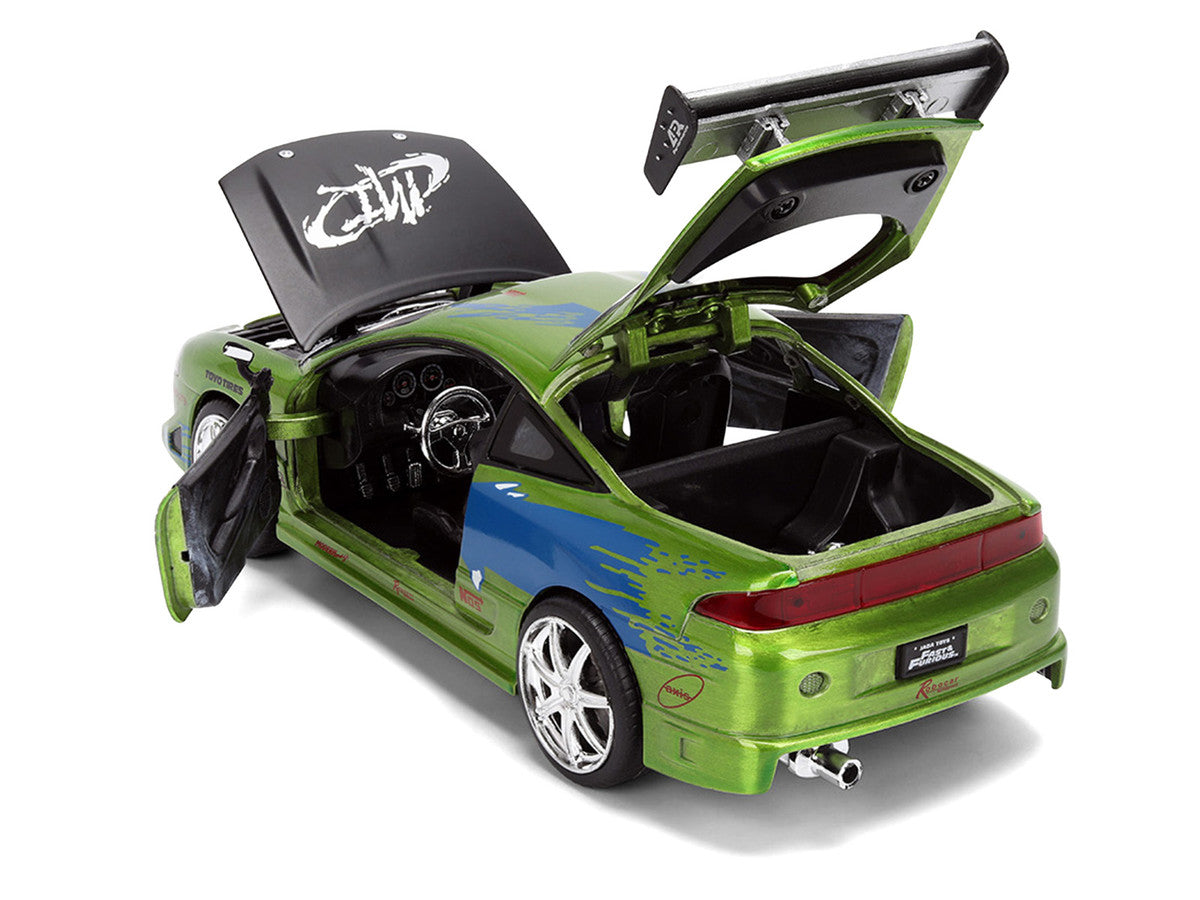 Brian's Mitsubishi Eclipse Green Brush Finish "The Fast and the Furious" (2001) Movie 25 Years of Fast & Furious Anniversary 1/24 Diecast Model Car by Jada LuxuryLifeWay Online Store