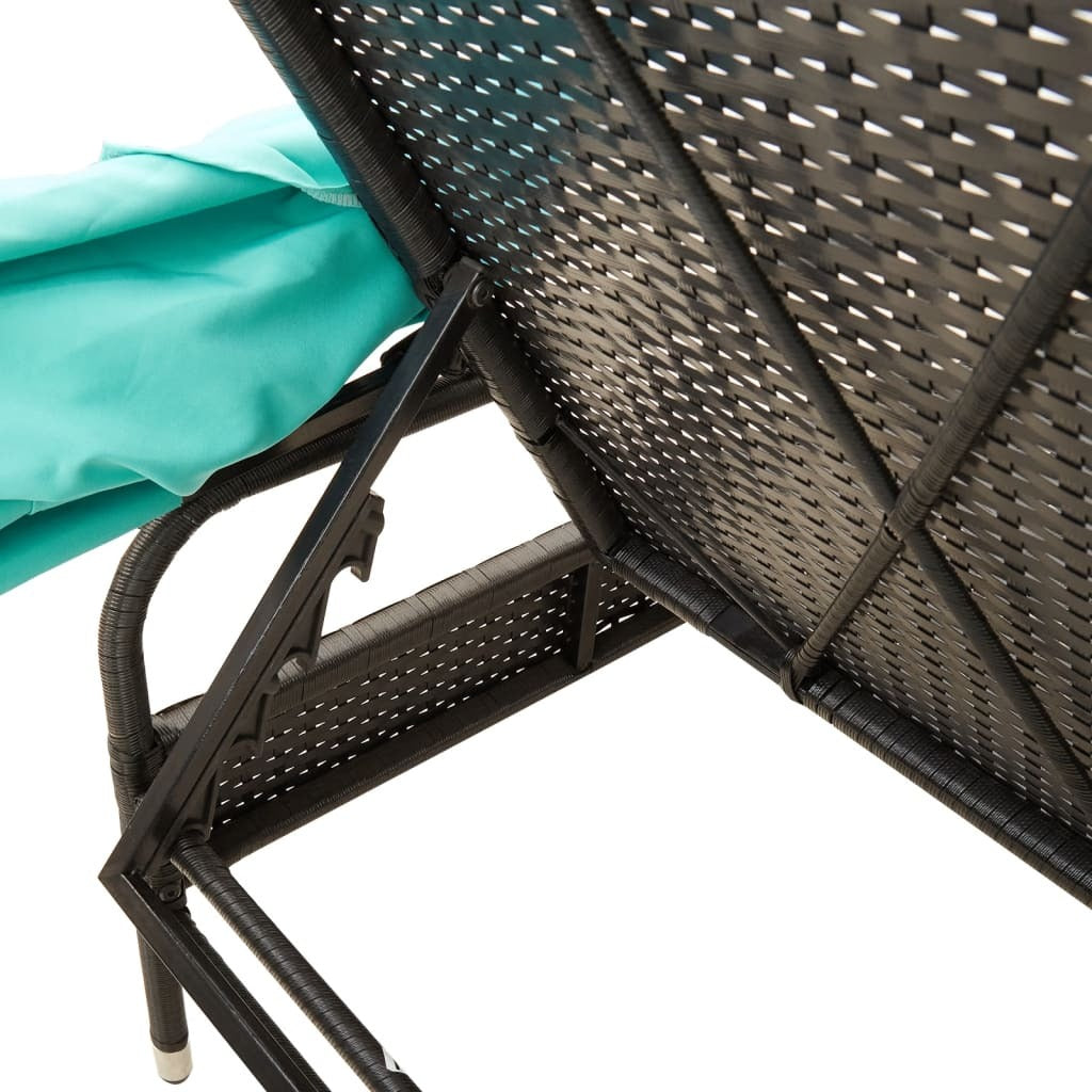 Sun Lounger with Canopy Black Poly Rattan LuxuryLifeWay Online Store