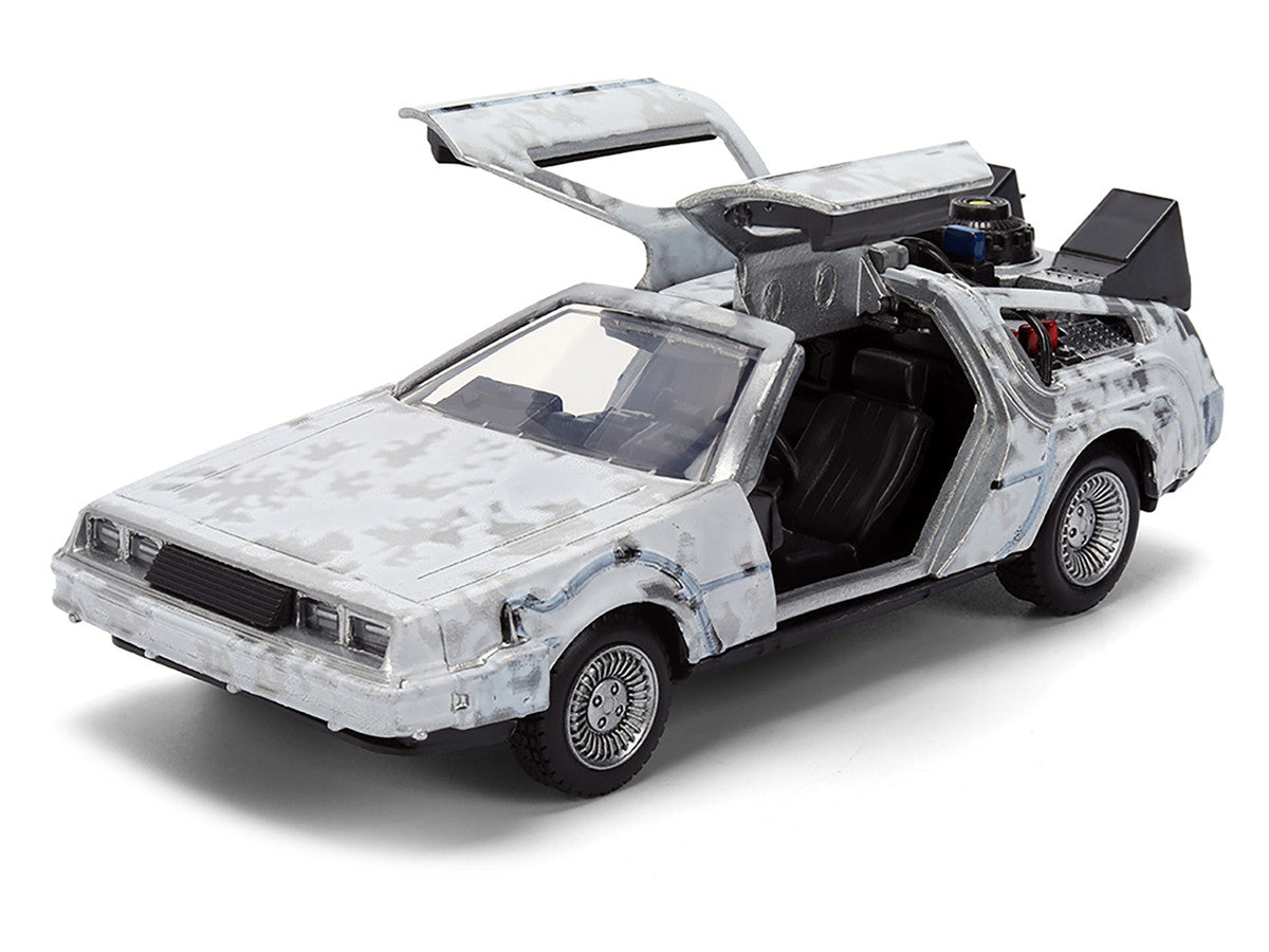 DMC DeLorean Time Machine Brushed Metal (Frost Version) "Back to the Future" (1985) Movie "40th Anniversary" Special Packaging "Hollywood Rides" Series 1/32 Diecast Model Car by Jada LuxuryLifeWay Online Store