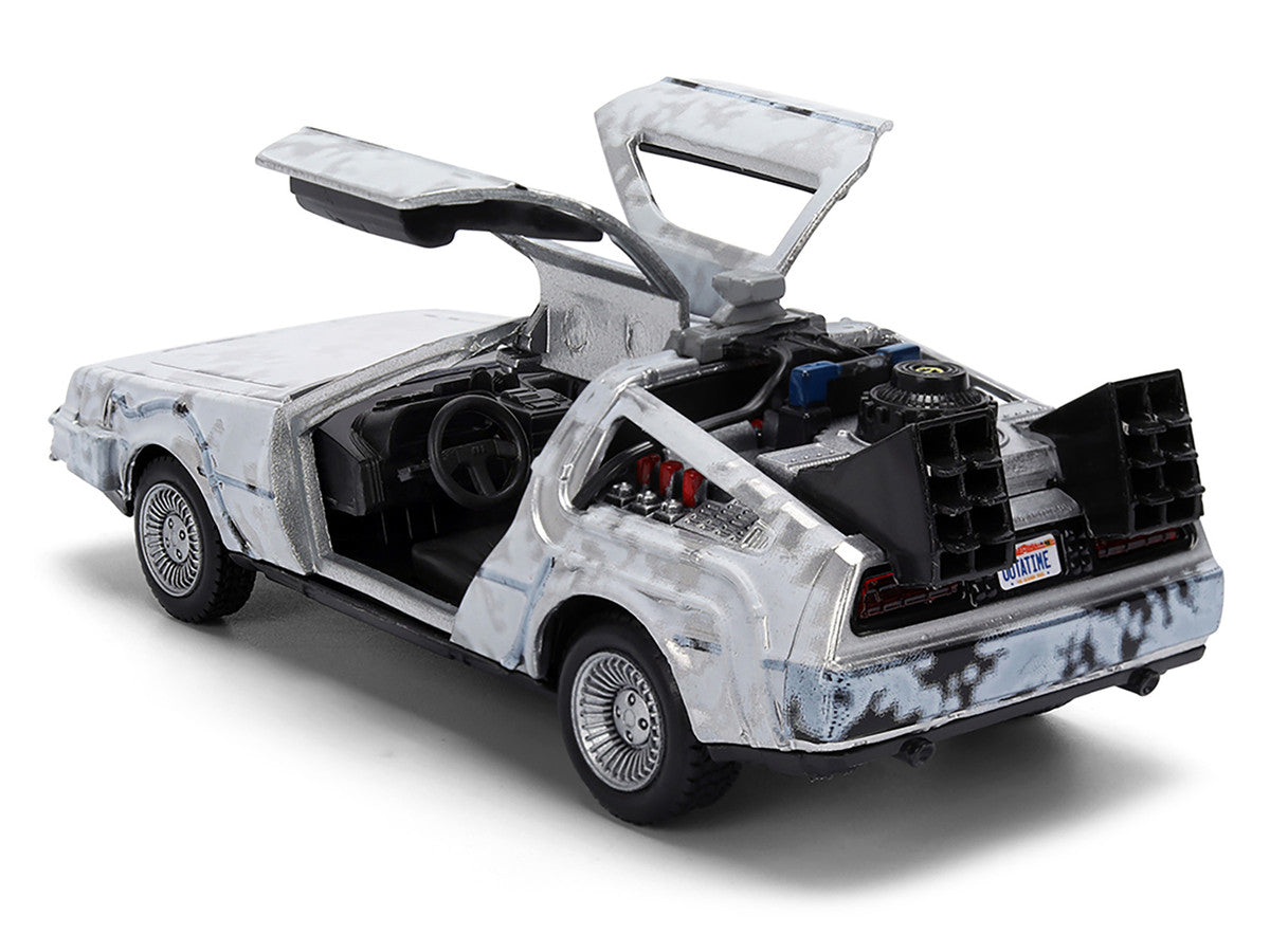 DMC DeLorean Time Machine Brushed Metal (Frost Version) "Back to the Future" (1985) Movie "40th Anniversary" Special Packaging "Hollywood Rides" Series 1/32 Diecast Model Car by Jada LuxuryLifeWay Online Store
