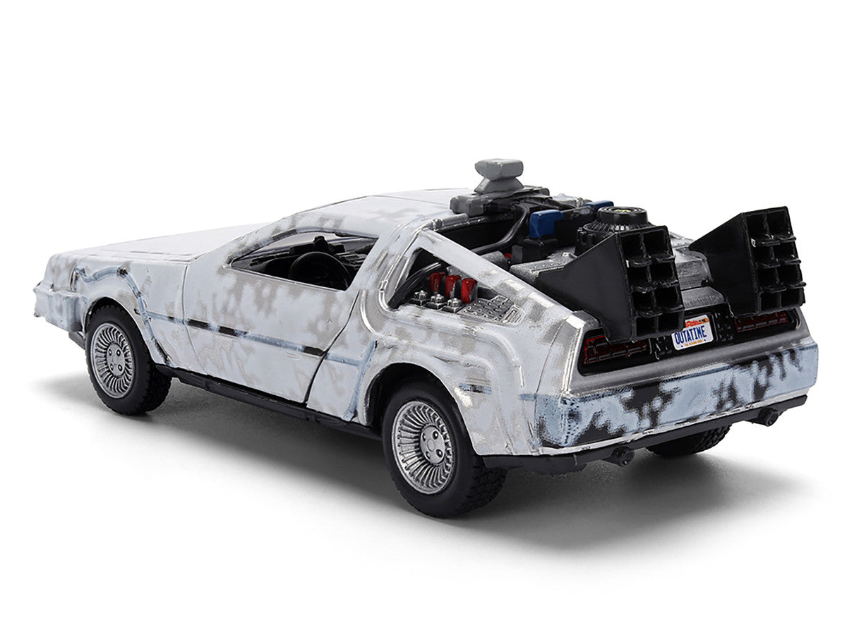 DMC DeLorean Time Machine Brushed Metal (Frost Version) "Back to the Future" (1985) Movie "40th Anniversary" Special Packaging "Hollywood Rides" Series 1/32 Diecast Model Car by Jada LuxuryLifeWay Online Store