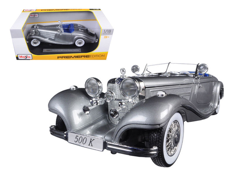 1936 Mercedes 500K Special Roadster Grey 1/18 Diecast Model Car by Maisto LuxuryLifeWay Online Store