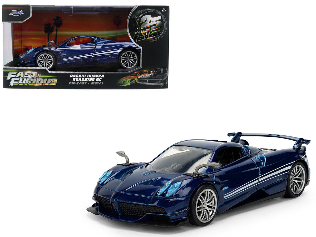 Pagani Huayra Roadster BC Blue Metallic with White Stripes "Fast X" (2023) Movie "Fast & Furious 25th Anniversary" Series 1/32 Diecast Model Car by Jada LuxuryLifeWay Online Store