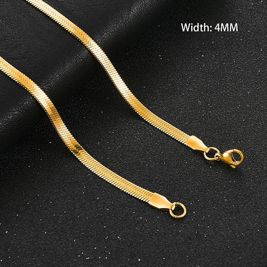 Flat Gold Color Stainless Steel Necklace Pi-Mart