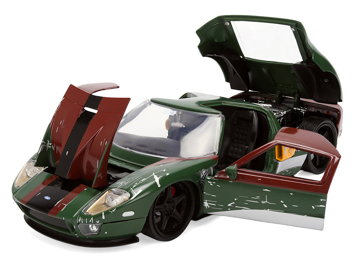 2005 Ford GT Green (Weathered) with Graphics and Boba Fett Figure "Star Wars" Franchise "Hollywood Rides" Series 1/24 Diecast Model Car by Jada LuxuryLifeWay Online Store