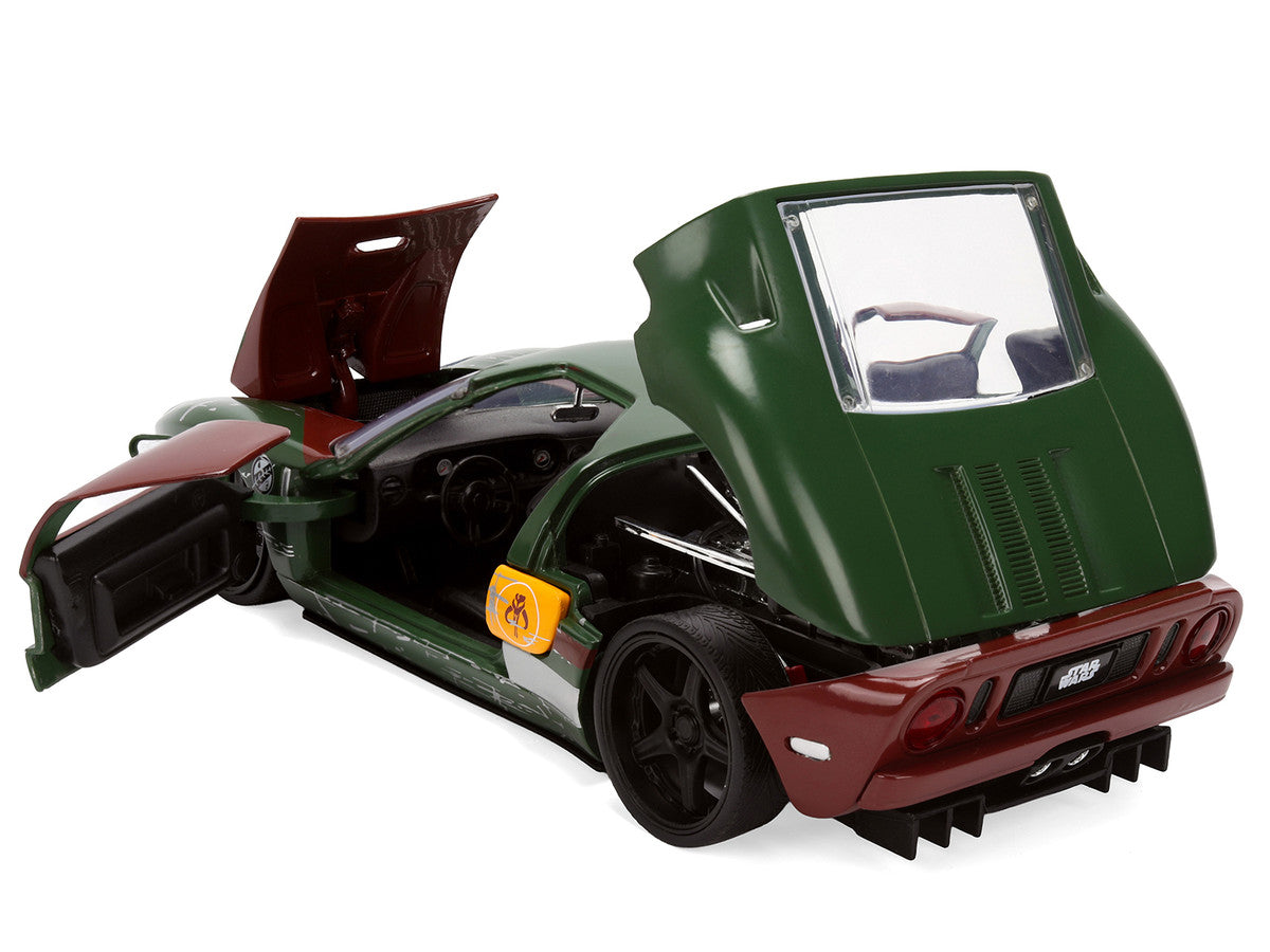 2005 Ford GT Green (Weathered) with Graphics and Boba Fett Figure "Star Wars" Franchise "Hollywood Rides" Series 1/24 Diecast Model Car by Jada LuxuryLifeWay Online Store