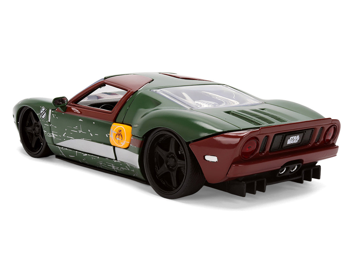 2005 Ford GT Green (Weathered) with Graphics and Boba Fett Figure "Star Wars" Franchise "Hollywood Rides" Series 1/24 Diecast Model Car by Jada LuxuryLifeWay Online Store