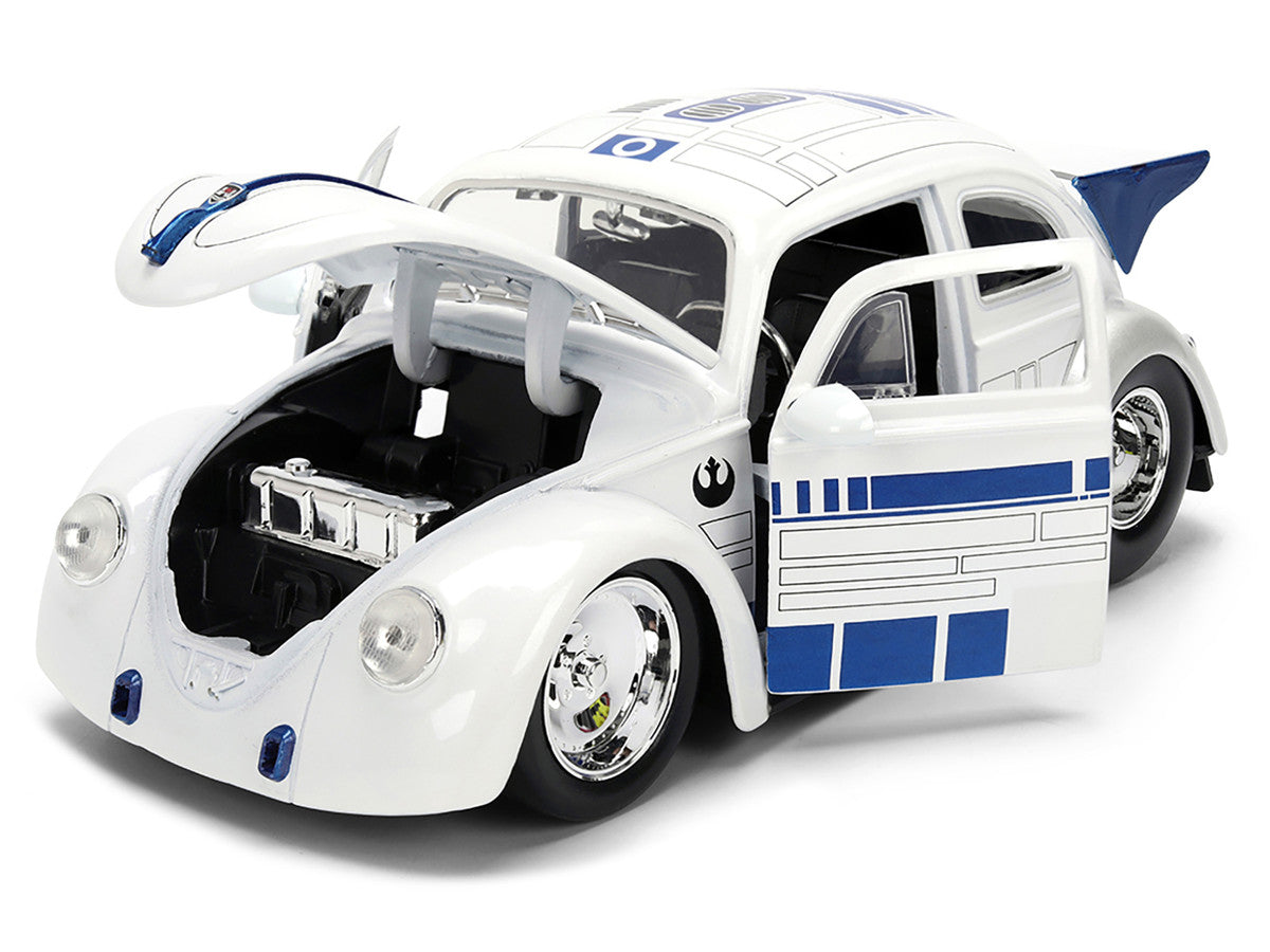 1959 Volkswagen Drag Beetle White with Graphics and R2-D2 Figure "Star Wars" Franchise "Hollywood Rides" Series 1/24 Diecast Model Car by Jada LuxuryLifeWay Online Store