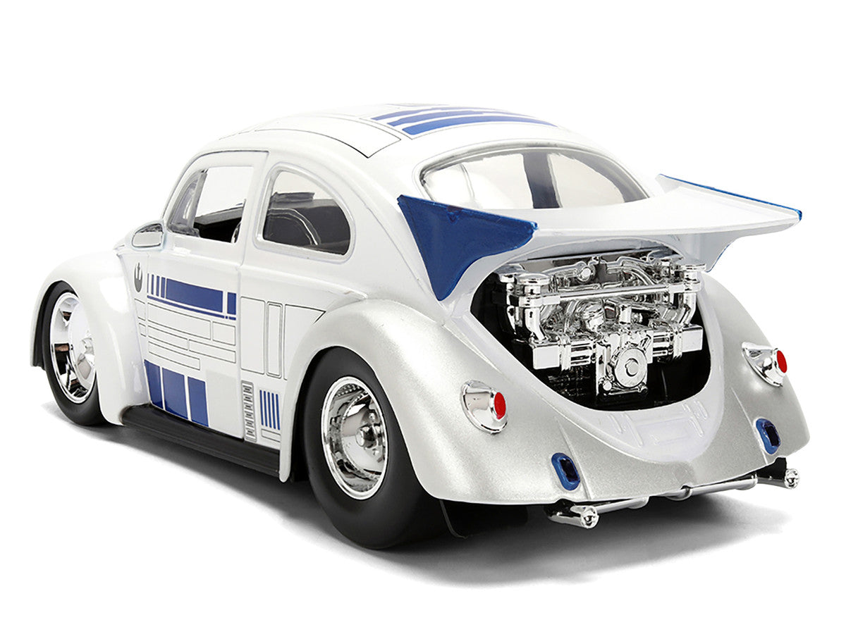 1959 Volkswagen Drag Beetle White with Graphics and R2-D2 Figure "Star Wars" Franchise "Hollywood Rides" Series 1/24 Diecast Model Car by Jada LuxuryLifeWay Online Store
