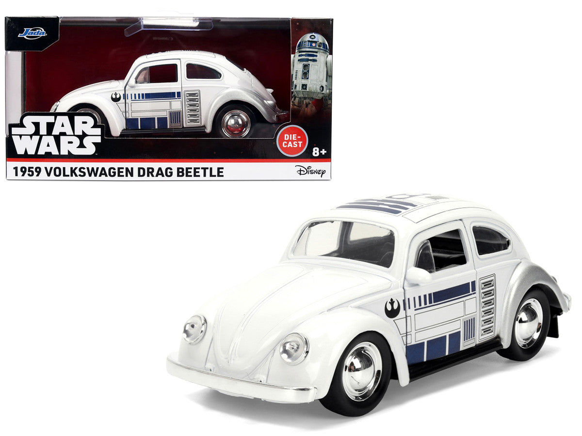 1959 Volkswagen Beetle "R2-D2" Livery White with Graphics "Star Wars" Franchise "Hollywood Rides" Series 1/32 Diecast Model Car by Jada LuxuryLifeWay Online Store