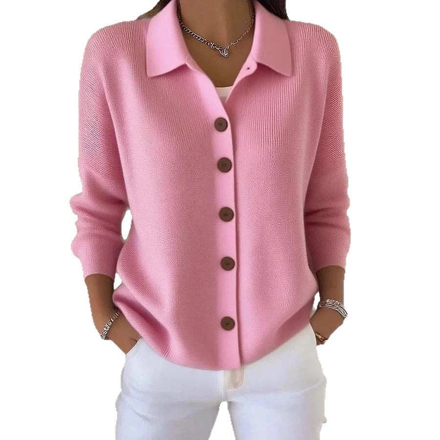 Button-knitted Lapel Sweater Cardigan Coat For Women LadyShow.Store