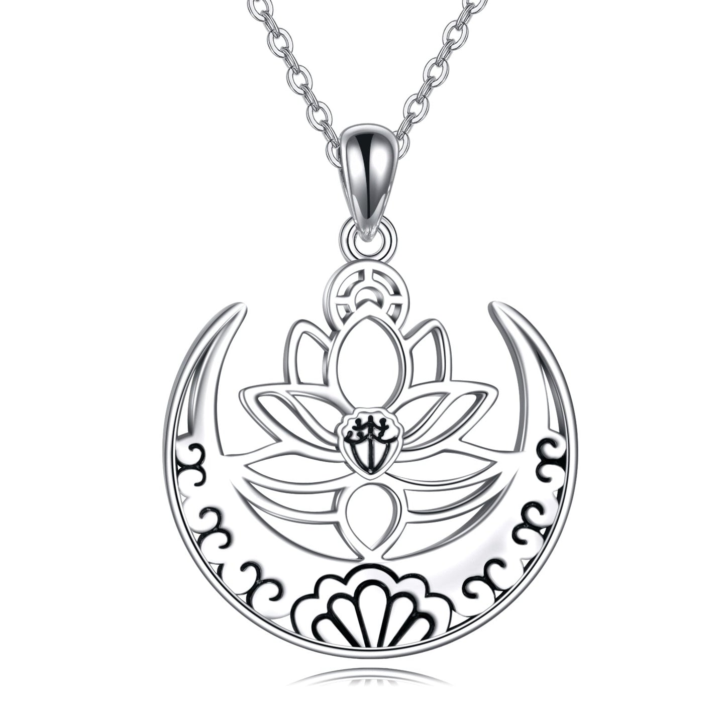 Lotus Flower Symbol Yoga Necklace Sterling Silver Sanskrit Symbol  Balancing Jewelry LadyShow.Store