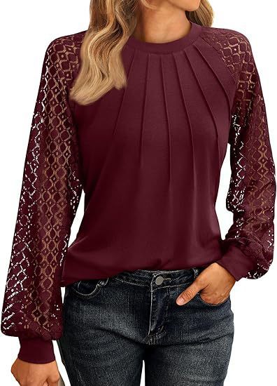 2026 Autumn New European And American Women's Long Sleeved Shirt Lace Top Casual Knitted Shirt NorixaFashion.com