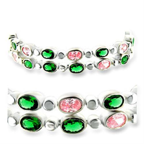 37001 - High-Polished 925 Sterling Silver Bracelet with AAA Grade CZ  in Multi Color LuxuryLifeWay Online Store