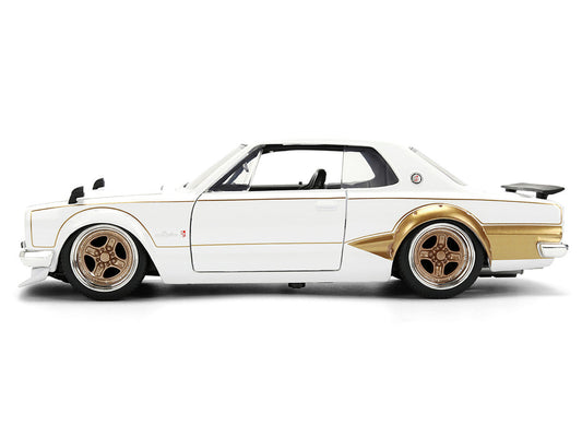 1971 Nissan Skyline 2000GT-R RHD (Right Hand Drive) White with Gold Graphics "JDM Tuners" Series 1/24 Diecast Model Car by Jada LuxuryLifeWay Online Store