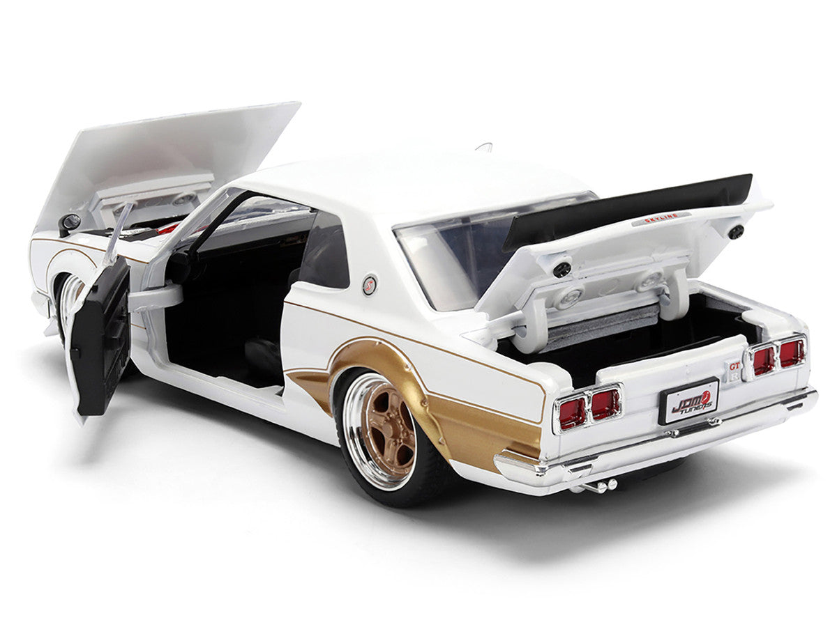 1971 Nissan Skyline 2000GT-R RHD (Right Hand Drive) White with Gold Graphics "JDM Tuners" Series 1/24 Diecast Model Car by Jada LuxuryLifeWay Online Store