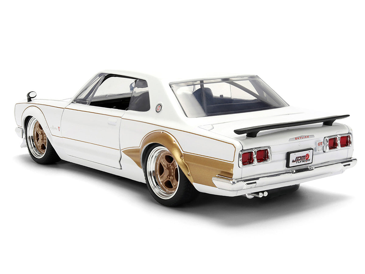 1971 Nissan Skyline 2000GT-R RHD (Right Hand Drive) White with Gold Graphics "JDM Tuners" Series 1/24 Diecast Model Car by Jada LuxuryLifeWay Online Store