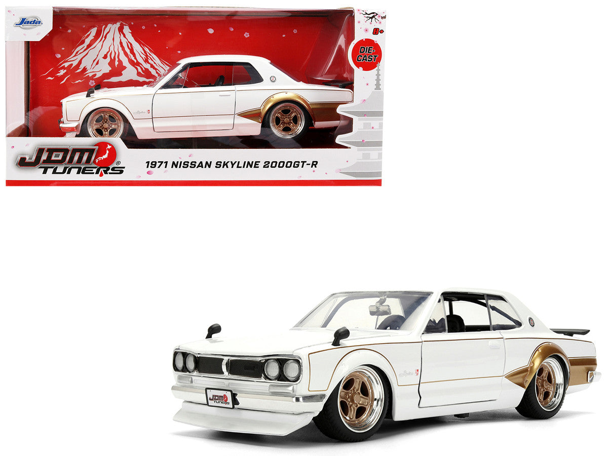 1971 Nissan Skyline 2000GT-R RHD (Right Hand Drive) White with Gold Graphics "JDM Tuners" Series 1/24 Diecast Model Car by Jada LuxuryLifeWay Online Store