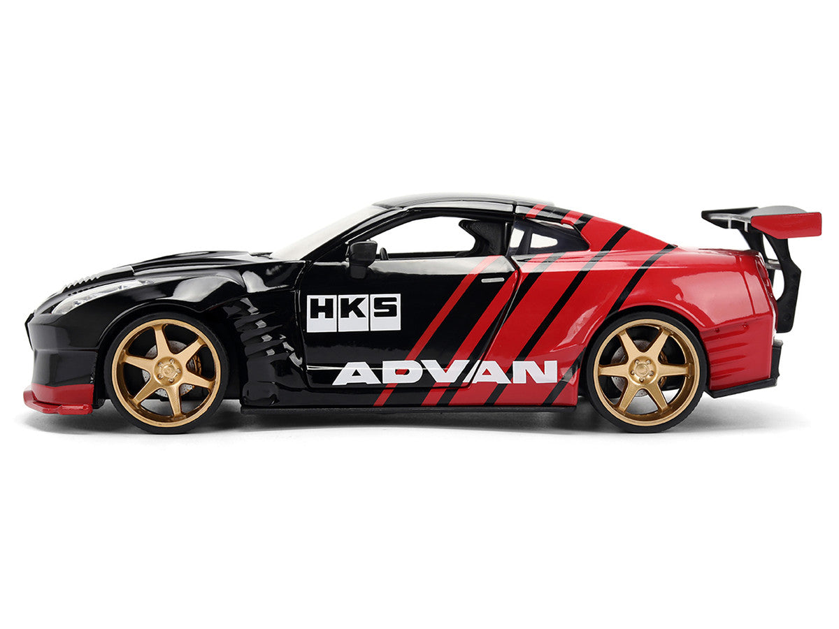 2009 Nissan GT-R (R35) Ben Sopra "Advan" Black and Red "JDM Tuners" Series 1/24 Diecast Model Car by Jada LuxuryLifeWay Online Store