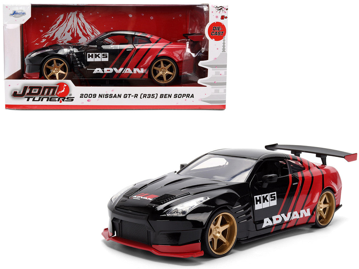 2009 Nissan GT-R (R35) Ben Sopra "Advan" Black and Red "JDM Tuners" Series 1/24 Diecast Model Car by Jada LuxuryLifeWay Online Store