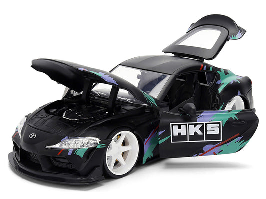 2020 Toyota GR Supra "HKS" Matt Black with Graphics "JDM Tuners" Series 1/24 Diecast Model Car by Jada LuxuryLifeWay Online Store