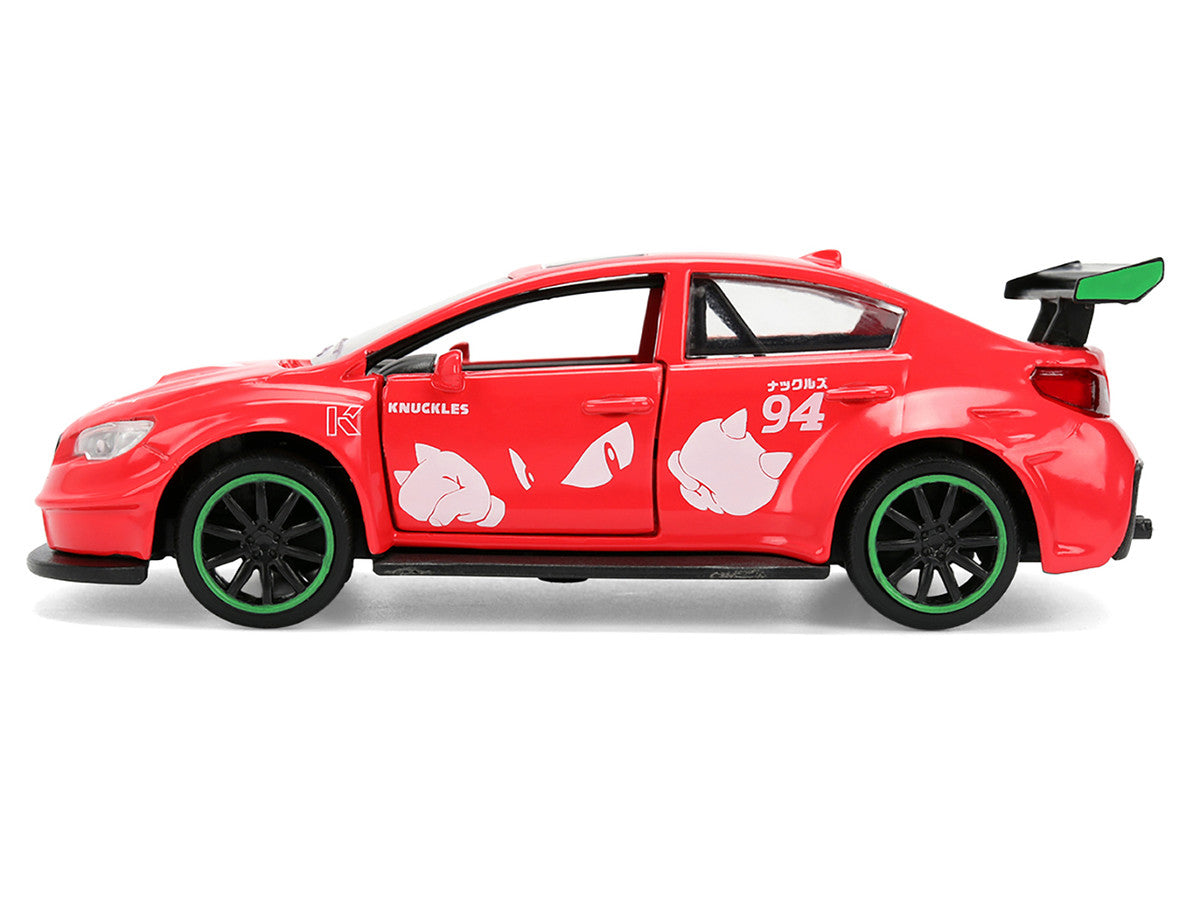 2016 Subaru WRX STI Red with "Knuckles" Graphics "Sonic the Hedgehog" (1991) Video Game "Hollywood Rides" Series 1/32 Diecast Model Car by Jada LuxuryLifeWay Online Store