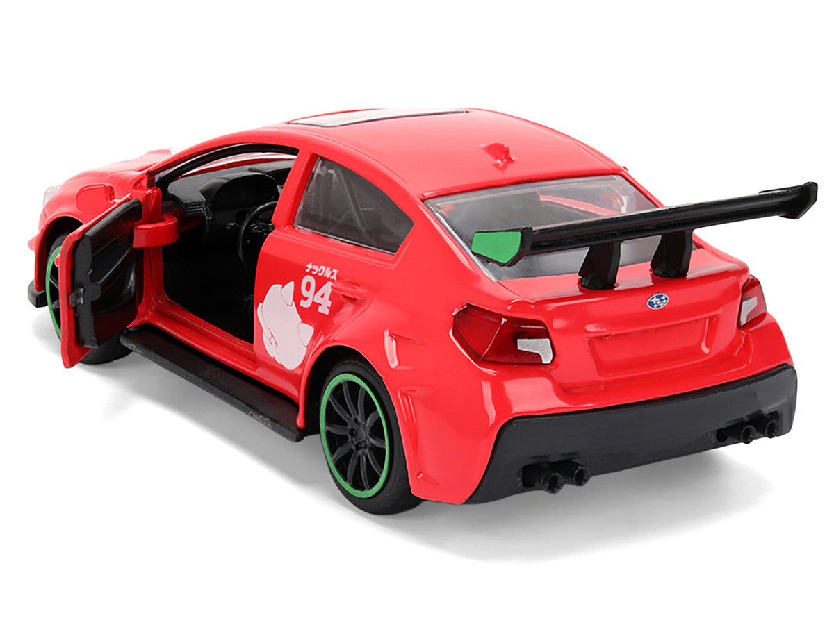2016 Subaru WRX STI Red with "Knuckles" Graphics "Sonic the Hedgehog" (1991) Video Game "Hollywood Rides" Series 1/32 Diecast Model Car by Jada LuxuryLifeWay Online Store