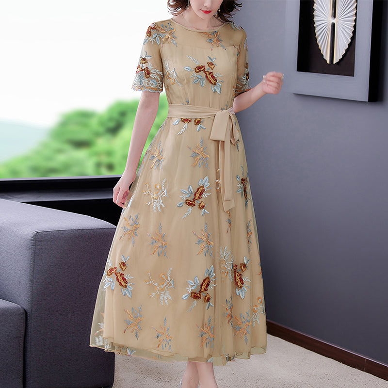 Heavy Industry Embroidery Net Yarn Dress Women NorixaFashion.com
