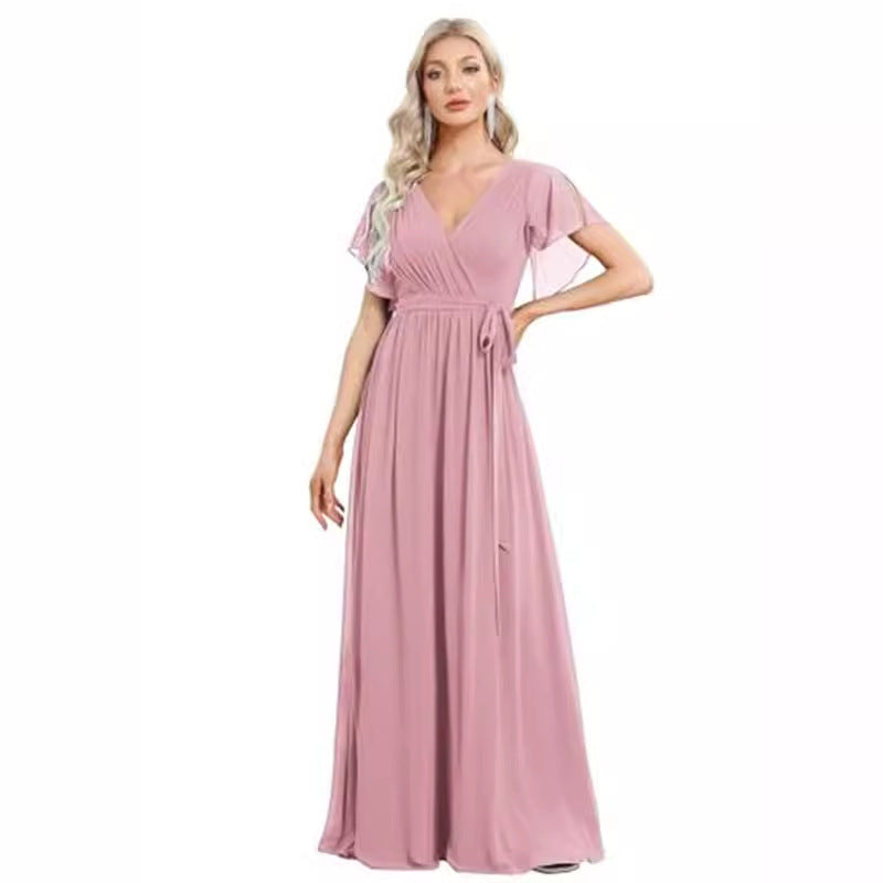 Sexy V-neck Chiffon Dress Women NorixaFashion.com