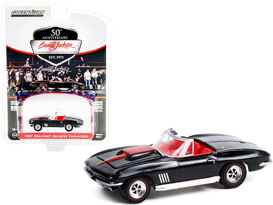 1967 Chevrolet Corvette Convertible Black with Red Stripe and Red Interior (Lot #1367) Barrett Jackson "Scottsdale Edition" Series 8 1/64 Diecast Model Car by Greenlight LuxuryLifeWay Online Store