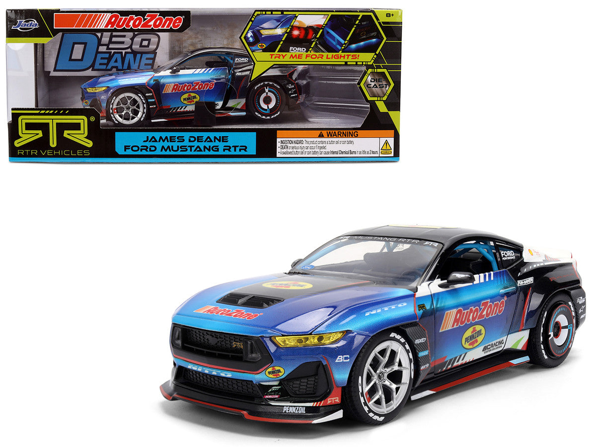 Ford Mustang RTR #130 James Deane "AutoZone" "Formula Drift PRO Championship" (2025) with Lights "RTR Vehicles" Series 1/24 Diecast Model Car by Jada LuxuryLifeWay Online Store