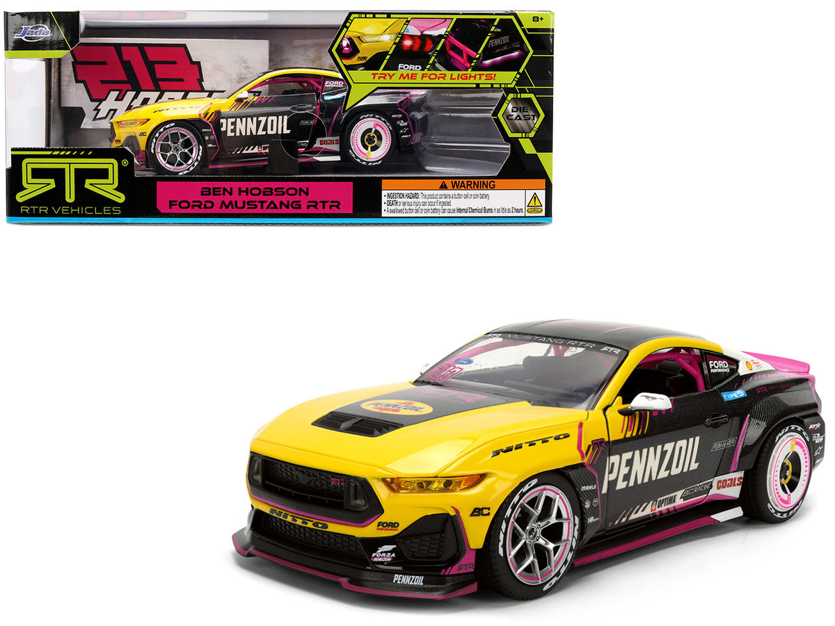 Ford Mustang RTR #213 Ben Hobson "Pennzoil" "Formula Drift PRO Championship" (2025) with Lights "RTR Vehicles" Series 1/24 Diecast Model Car by Jada LuxuryLifeWay Online Store