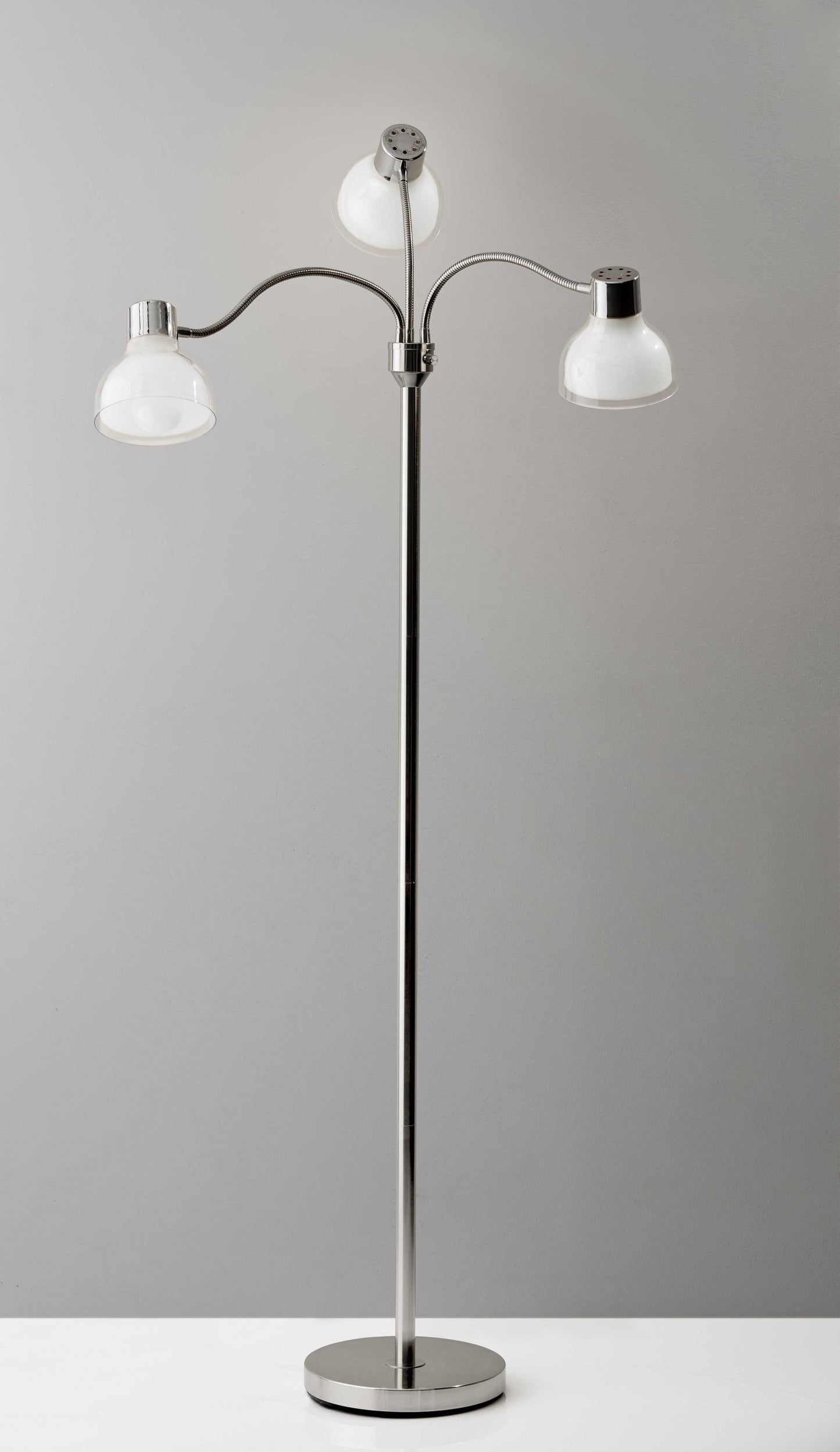 69" Nickel Three Light Tree Floor Lamp with White Bowl Shade LuxuryLifeWay Online Store