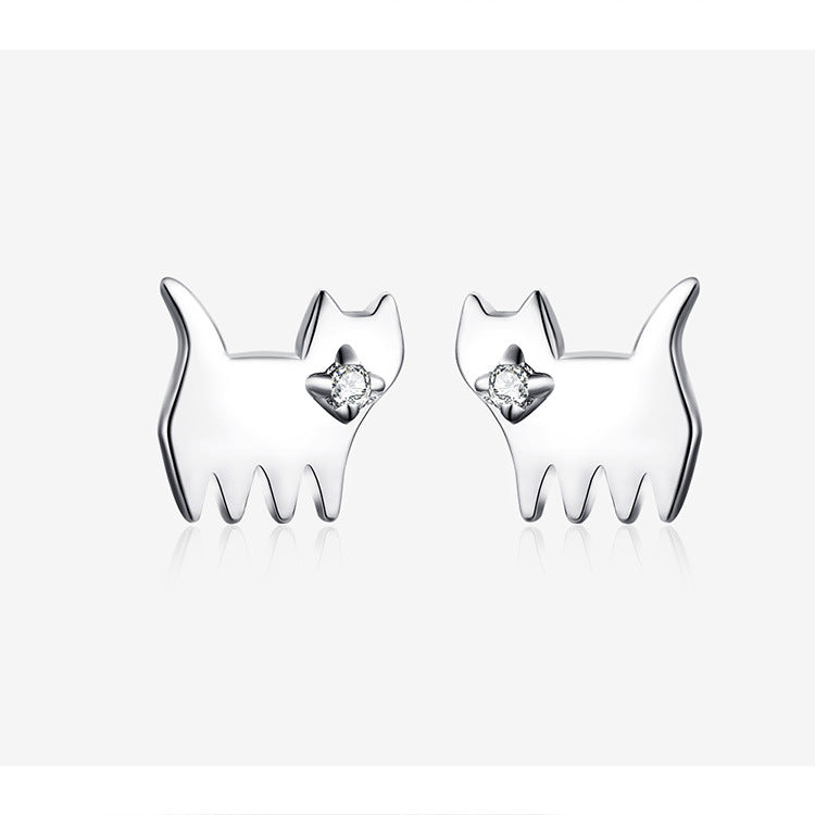 S925 cat earrings in sterling silver LadyShow.Store