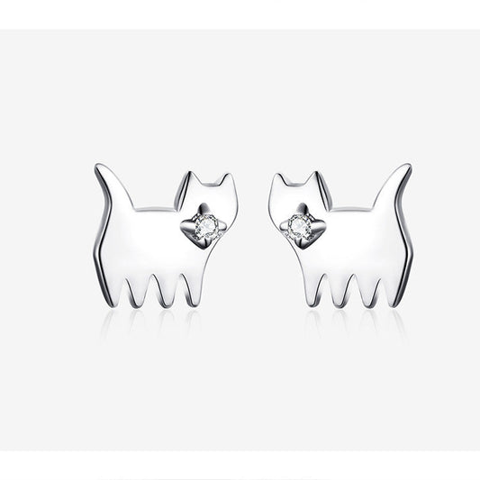 S925 cat earrings in sterling silver LadyShow.Store